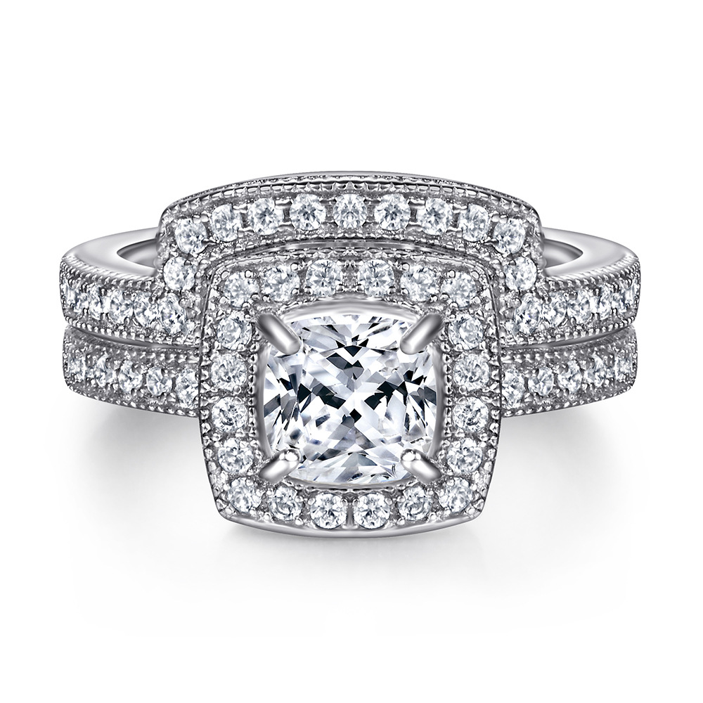 Wedding Accessories Pure Silver Engagement Rings 2PCS/Set Fadeless Couple Diamonds Birdal Ring Proposal Ring No Fading Ladies Jewelry TL-027
Wedding Accessories Pure Silver Engagement Rings 2PCS/Set Fadeless Couple Diamonds Birdal Ring Proposal Ring No Fading Ladies Jewelry TL-027
