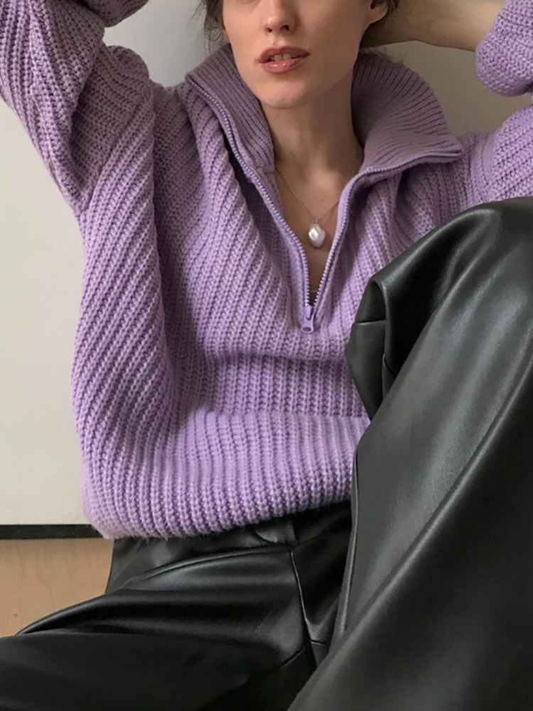 Women s Sweaters WOTWOY Autumn Winter Thickening Knitted Sweater Women Casual Zipper Polo Collar Loose Pullovers Female White Jumper 221206, 21092-purple
Women s Sweaters WOTWOY Autumn Winter Thickening Knitted Sweater Women Casual Zipper Polo Collar Loose Pullovers Female White Jumper 221206, 21092-purple