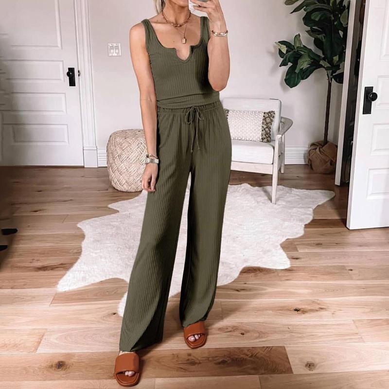 Women' Two Piece Pants Summer Women' Fashion V-Neck Solid Colors Sleeveless Knitted Tank Tops High Waist Straight Loose Casual 2, Black
Women' Two Piece Pants Summer Women' Fashion V-Neck Solid Colors Sleeveless Knitted Tank Tops High Waist Straight Loose Casual 2, Black