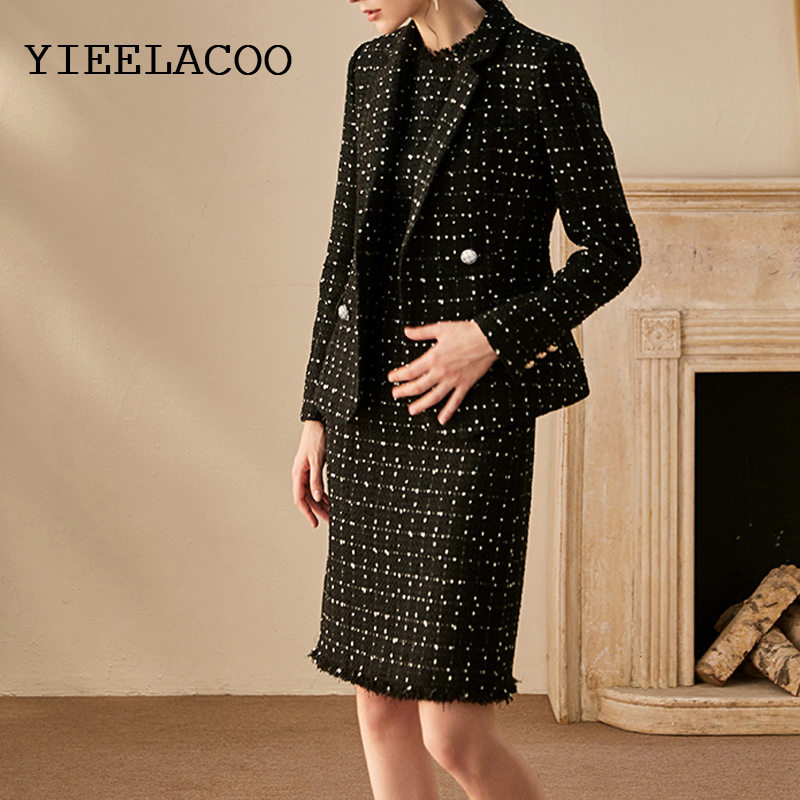 Two Piece Dress Professional suit Black tweed jacket sleeveless dress Spring Autumn womens ladies 2 piece Elegant Set 221206
Two Piece Dress Professional suit Black tweed jacket sleeveless dress Spring Autumn womens ladies 2 piece Elegant Set 221206