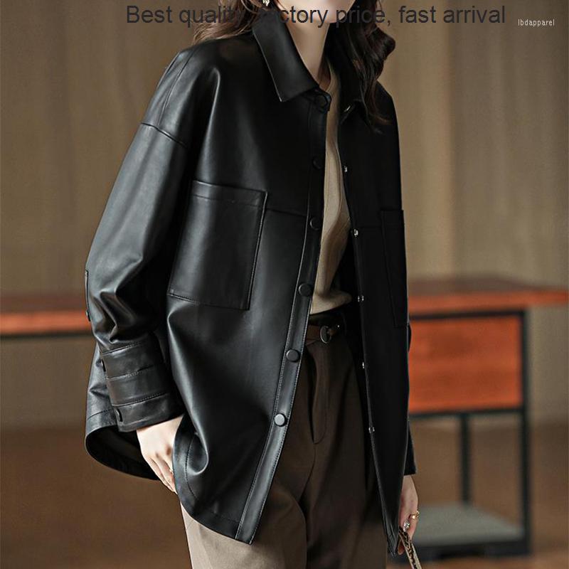 Women's Leather High Quality Women's Sheepskin Spring Simple Single-breasted Slim Fit Blouse Middle Long Lapel Of Suit, Black
Women's Leather High Quality Women's Sheepskin Spring Simple Single-breasted Slim Fit Blouse Middle Long Lapel Of Suit, Black