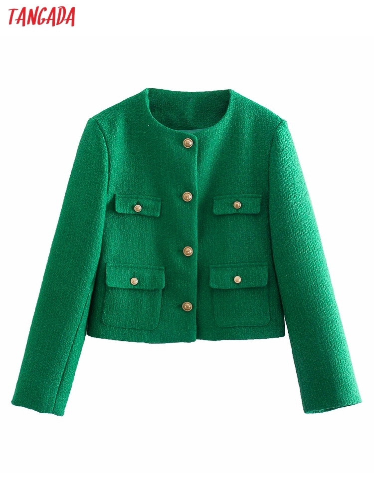 Womens Suits Blazers Tangada Women Fashion Green Tweed Crop Blazer Coat Vintage Long Sleeve Female Outerwear 8Y194 221206, Green skirt
Womens Suits Blazers Tangada Women Fashion Green Tweed Crop Blazer Coat Vintage Long Sleeve Female Outerwear 8Y194 221206, Green skirt