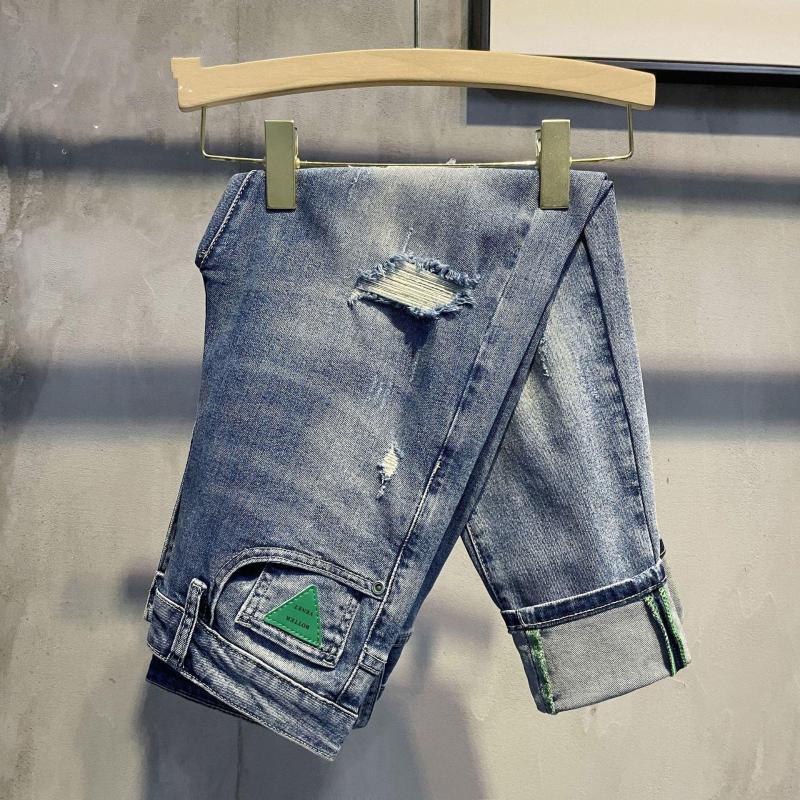Men's Pants High Quality Cyber Red Personality Scratched Broken Hole Beggar's Cropped For Men's Korean Style Ruffian Shuai Summer, Blue
Men's Pants High Quality Cyber Red Personality Scratched Broken Hole Beggar's Cropped For Men's Korean Style Ruffian Shuai Summer, Blue