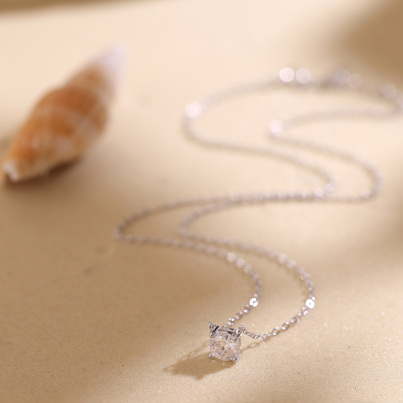 Pendant Necklaces Necklace for Women 1-2 Ct Sterling Silver Choker 18K White Gold Plated GH Color Lab Created Diamond Solitaire 221205