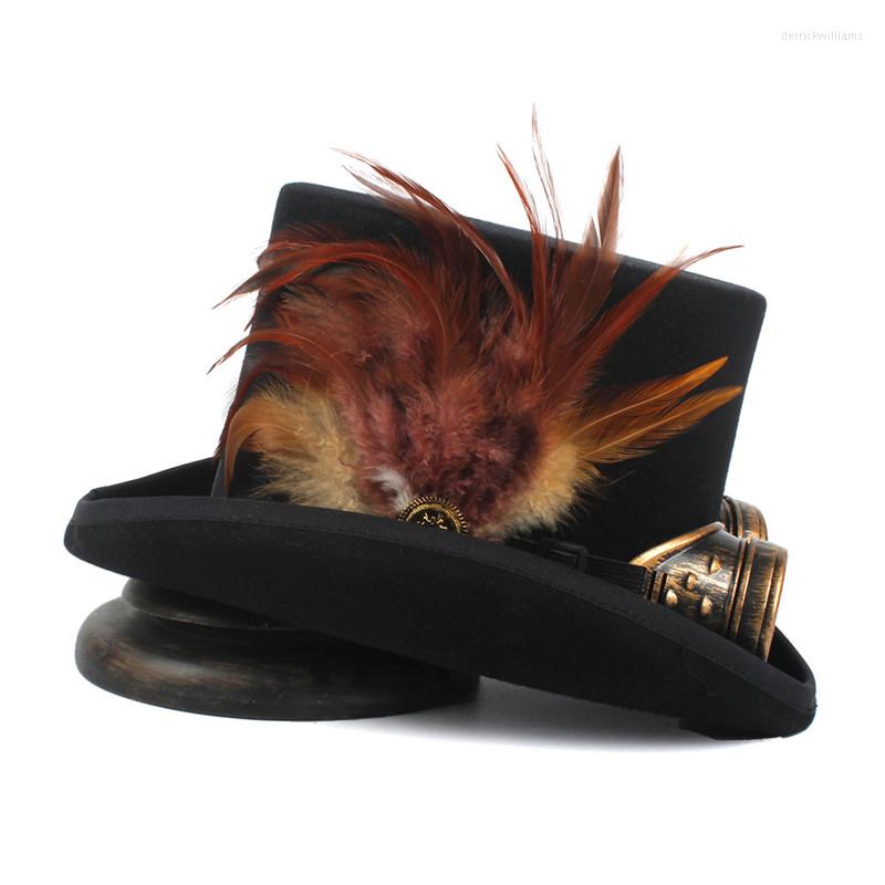 Berets 15CM Steampunk Top Hat For Women Men Wool Fedora With Handmade Gear Glasses Feather Vintage Punk Style Headwear, Coffee 55cm
Berets 15CM Steampunk Top Hat For Women Men Wool Fedora With Handmade Gear Glasses Feather Vintage Punk Style Headwear, Coffee 55cm