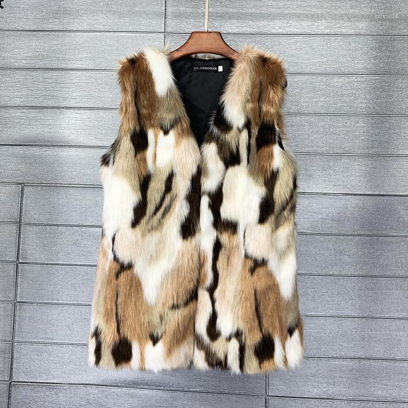 Women' Fur European American Imitation Stitching Contrast Color Winter Faux Vest Warm Camouflage Women Vests Outerwear Overcoat, Multi
Women' Fur European American Imitation Stitching Contrast Color Winter Faux Vest Warm Camouflage Women Vests Outerwear Overcoat, Multi