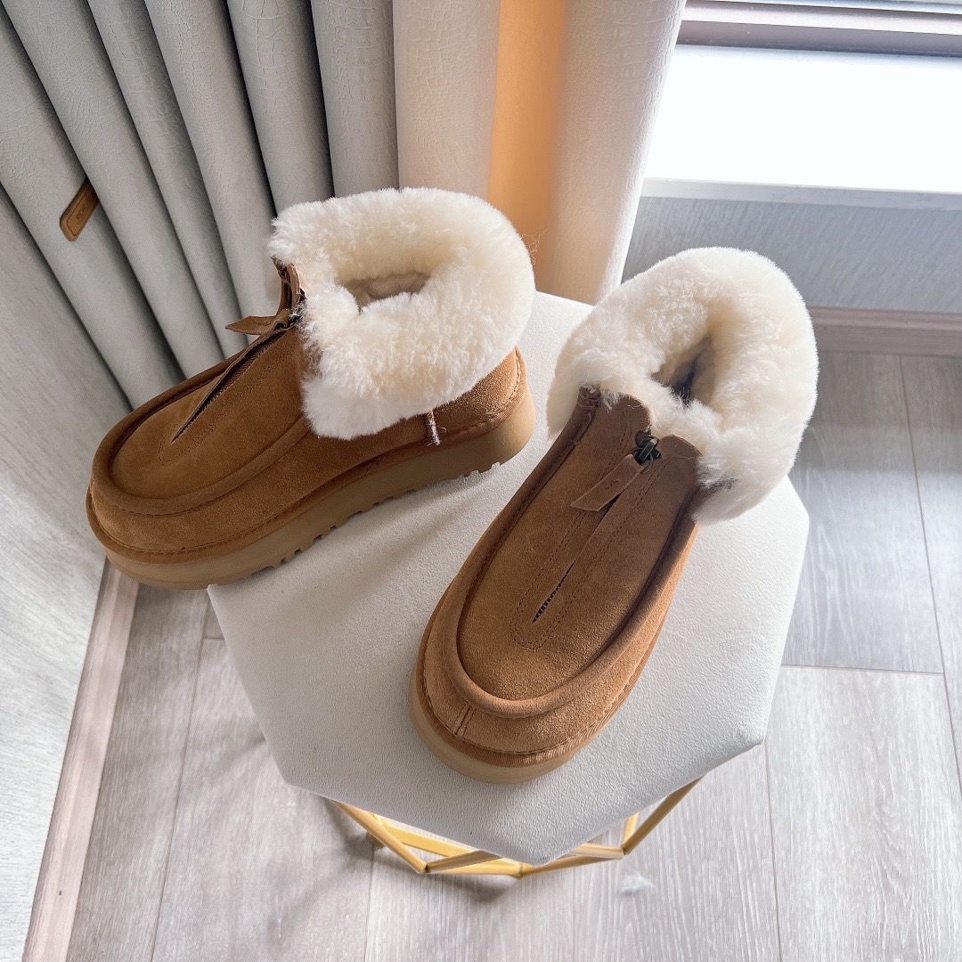 Snow boots Cold proof boots High zipper short Boot Thickened warm insulation autumn winter cowhide artificial wool, Brown
Snow boots Cold proof boots High zipper short Boot Thickened warm insulation autumn winter cowhide artificial wool, Brown