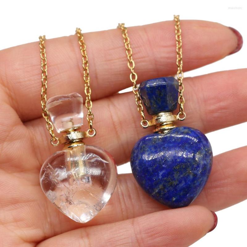 Chains Clear Quartz Heart Bottle Essential Oil Pendant Necklaces For Women Natural Stone Lapis Lazuli Perfume Necklace Jewelry
Chains Clear Quartz Heart Bottle Essential Oil Pendant Necklaces For Women Natural Stone Lapis Lazuli Perfume Necklace Jewelry