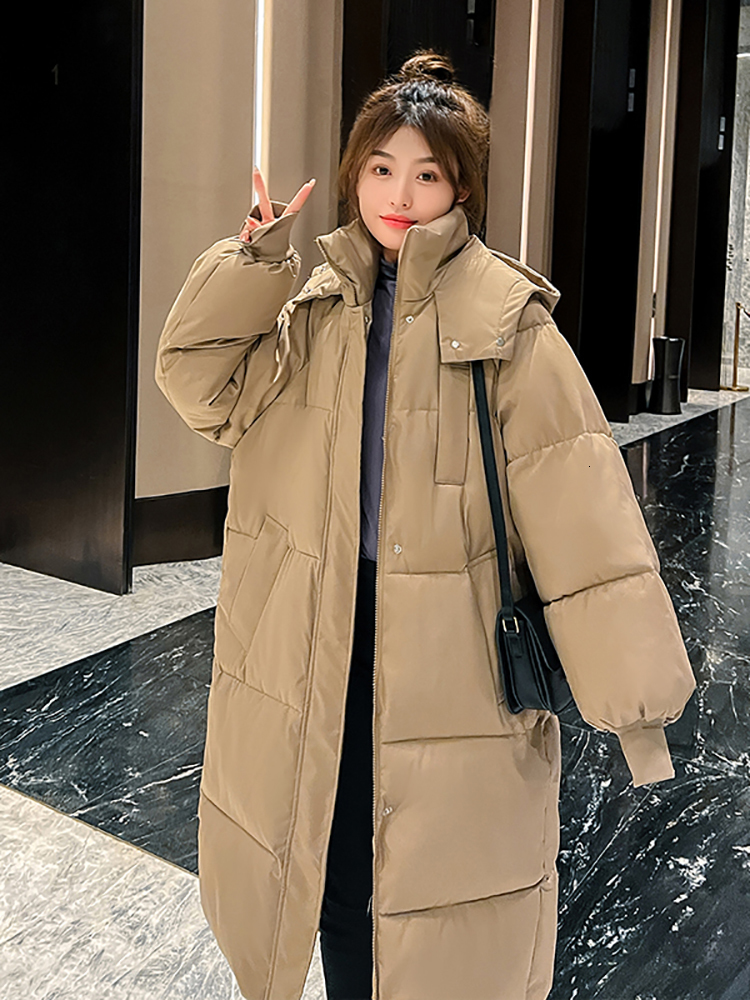 Women's Down Parkas AOSSVIAO Thick 30 degree Parka women Winter long overtheknee down jacket female loose hooded winter 221205