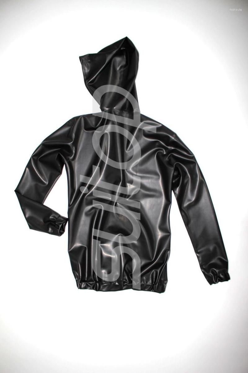 Men's Jackets Men 's Black Latex Outwear With Cap Rubber Boxer Sweater Suitop Real Po 
Men's Jackets Men 's Black Latex Outwear With Cap Rubber Boxer Sweater Suitop Real Po