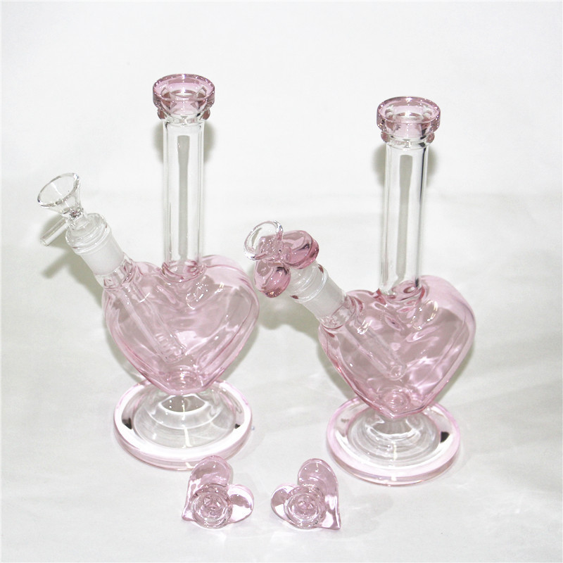 beautiful love hookah water pipes smoking heart shaped glass bongs oil rig shisha bong with 14mm bowl reclaim catcher adapters dabber tool