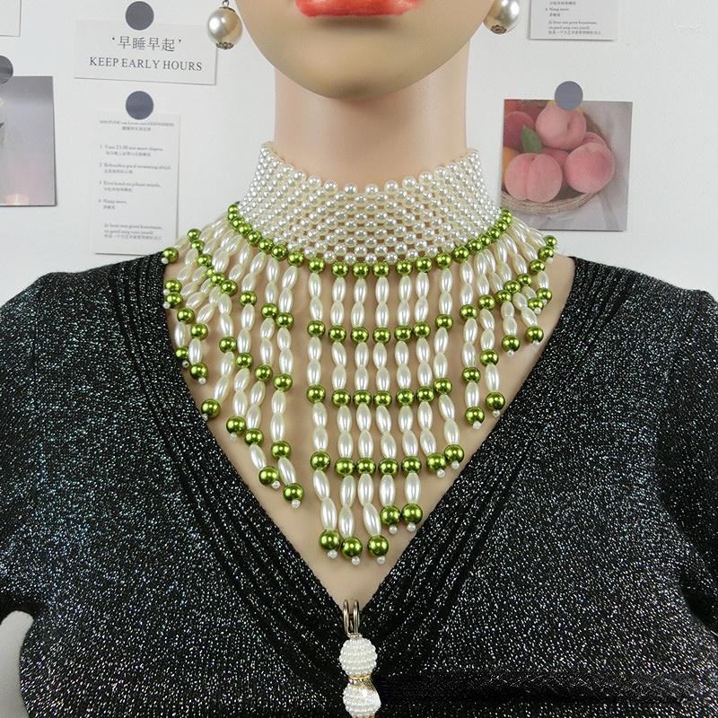 Pendant Necklaces Fashion Exaggeration Handmade Imitation Pearl Necklace Noble And Elegant Multi-colored Fringe Collar Women's Banquet
Pendant Necklaces Fashion Exaggeration Handmade Imitation Pearl Necklace Noble And Elegant Multi-colored Fringe Collar Women's Banquet