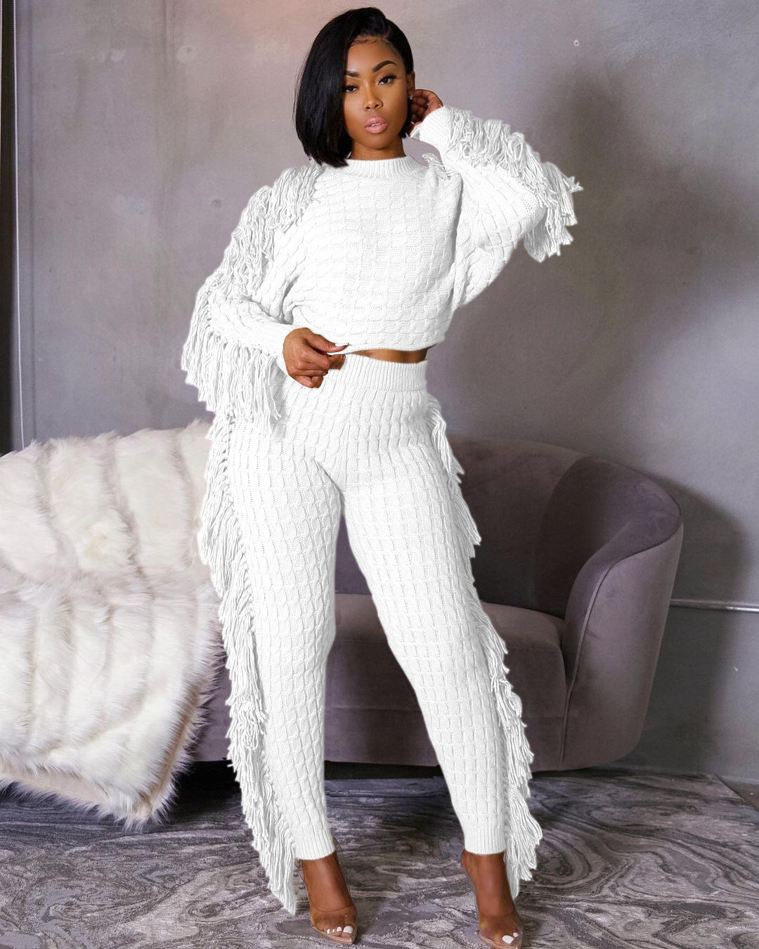 Womens Two Piece Pants Ins Internet Celebrity Famous 2pcs women set Winter Solid Oneck Tassel pencil pants Casual 221206, Orange
Womens Two Piece Pants Ins Internet Celebrity Famous 2pcs women set Winter Solid Oneck Tassel pencil pants Casual 221206, Orange