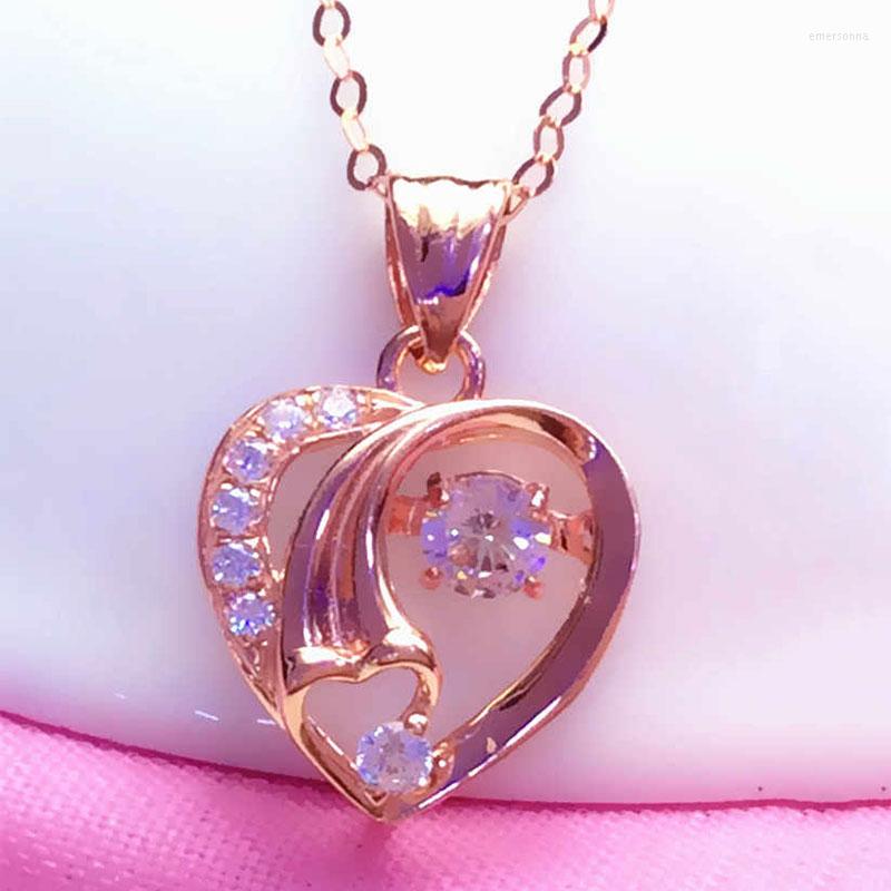 Chains 585 Purple Gold Inlaid Crystal Hollow Heart Neckalce For Woman14K Rose Pendant Fashion Sweet Romantic Wedding Jewelry Gift
Chains 585 Purple Gold Inlaid Crystal Hollow Heart Neckalce For Woman14K Rose Pendant Fashion Sweet Romantic Wedding Jewelry Gift
