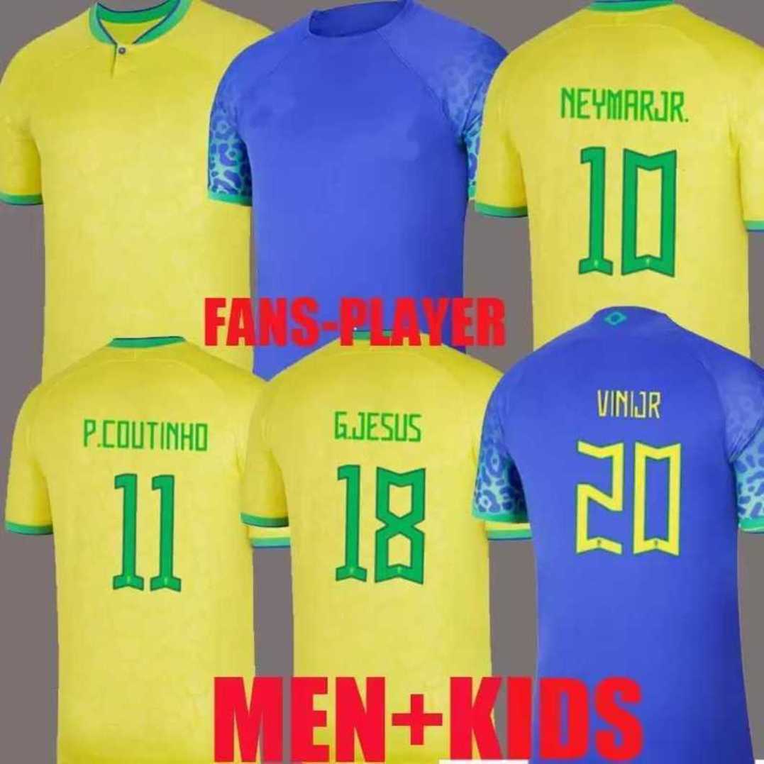 COUTINHO Soccer Jersey Camiseta de futbol PAQUETA BRAZILS 2022 WORLD CUP Special shirt Kits JESUS MARCELO PELE CASEMIRO BRASIL maillots football Women kids Kit