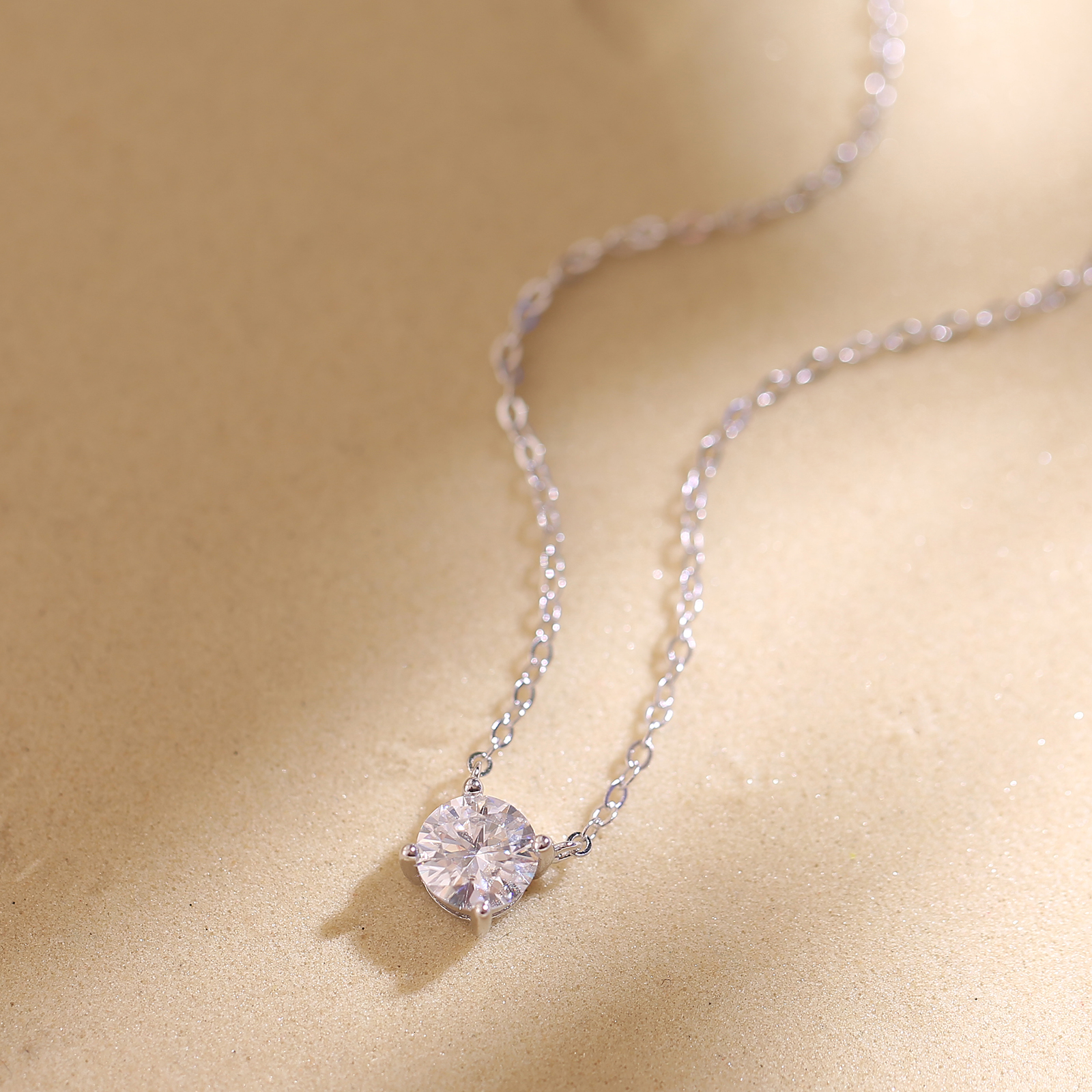 Pendant Necklaces Necklace for Women 1-2 Ct Sterling Silver Choker 18K White Gold Plated GH Color Lab Created Diamond Solitaire 221205