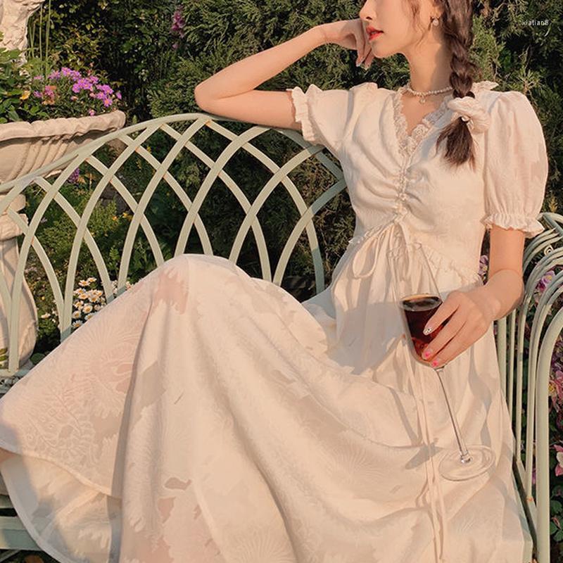 Casual Dresses Summer Midi Kawaii Dress Women French Princess Puff Sleeve Vinatge Femme Evening Party Fairy 2022 Korean, Midi dress 
Casual Dresses Summer Midi Kawaii Dress Women French Princess Puff Sleeve Vinatge Femme Evening Party Fairy 2022 Korean, Midi dress