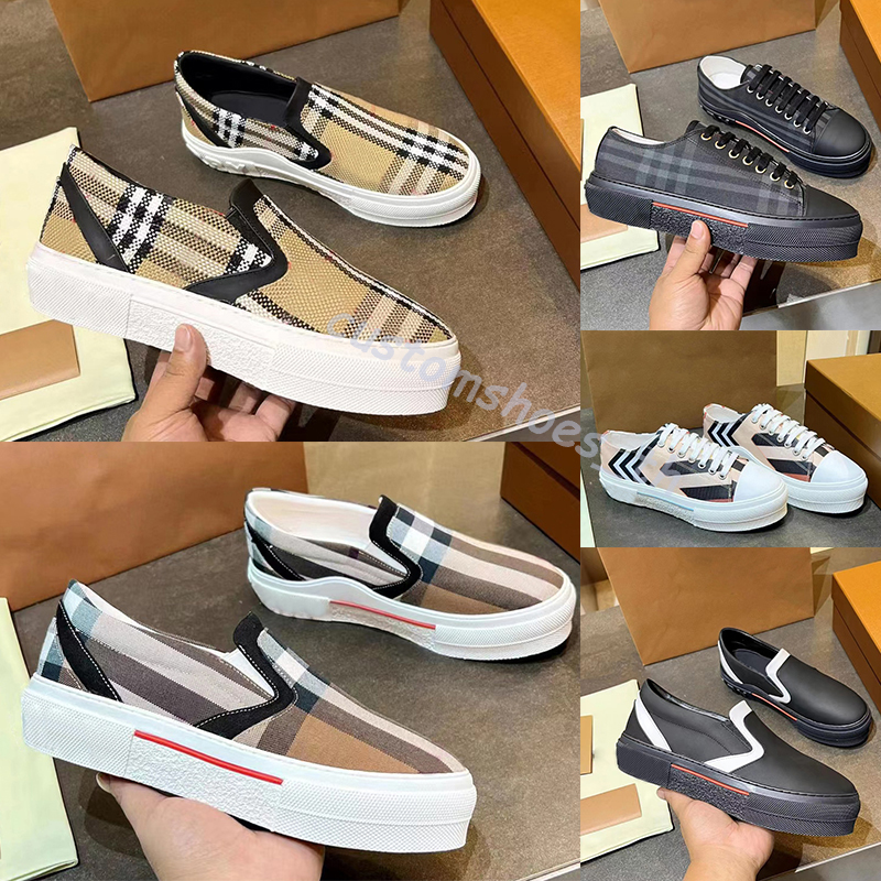 2023 Vintage Check Casual Shoes Men Women Flats Striped Pattern Shoe Rubber Sole Platform Trainers Sneakers Canvas Gabardine Loafers