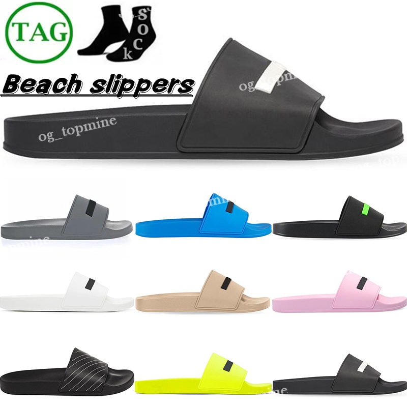 Pool Slides Designer Slippers Sandals Black Green White Cool Gray Beige Blue Pink Yellow Outdoor Rubber Pairs Men Women Beach Slipper Eur 35-45