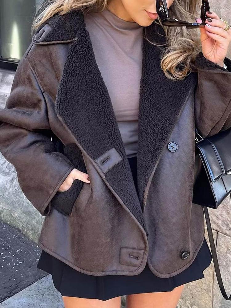 Women's Leather Ailegogo Streetwear Women Retro Faux Lamb Fur Jacket Autumn Winter Female Single Breasted Thick Warm Coat Outwear, Coffee
Women's Leather Ailegogo Streetwear Women Retro Faux Lamb Fur Jacket Autumn Winter Female Single Breasted Thick Warm Coat Outwear, Coffee