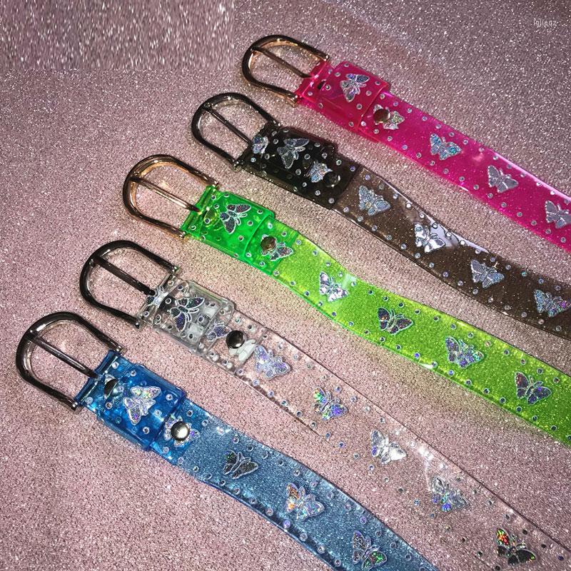 Belts Unisex Candy Colors Laser Butterfly Waist Belt Sweet Vintage Multicolored Transparent Women And Men Streetwear Band, Black 
Belts Unisex Candy Colors Laser Butterfly Waist Belt Sweet Vintage Multicolored Transparent Women And Men Streetwear Band, Black