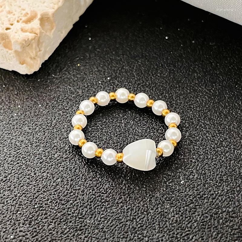 Wedding Rings Fashion Shell Heart Ring For Women Girls Korean Jewelry Handmade Simlated Pearls With Gold Silver Stainless Steel Beads
Wedding Rings Fashion Shell Heart Ring For Women Girls Korean Jewelry Handmade Simlated Pearls With Gold Silver Stainless Steel Beads