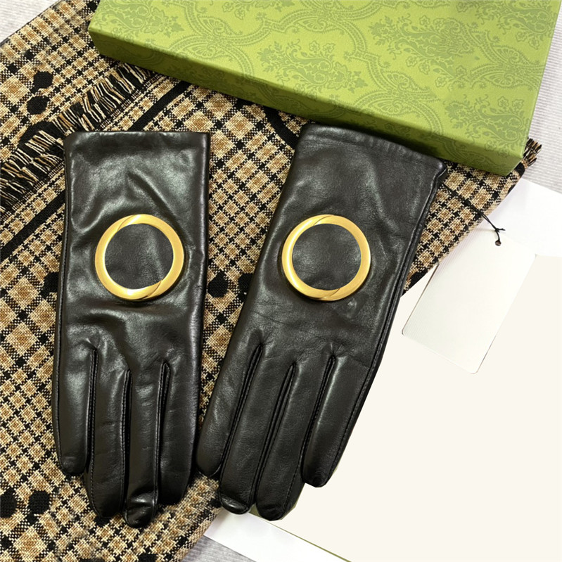 Vintage Interlocking Letter Designer Gloves Ladies Sheepskin Mittens Cashmere Lining Soft Mitten Delicate Gloves