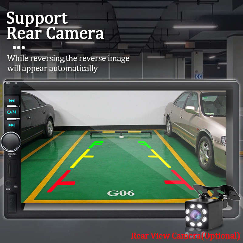 Car Radio Bluetooth Stereo Receiver 7" Touch Screen Stereo FM Audio MP5 Player SD USB With / Without Camera HD