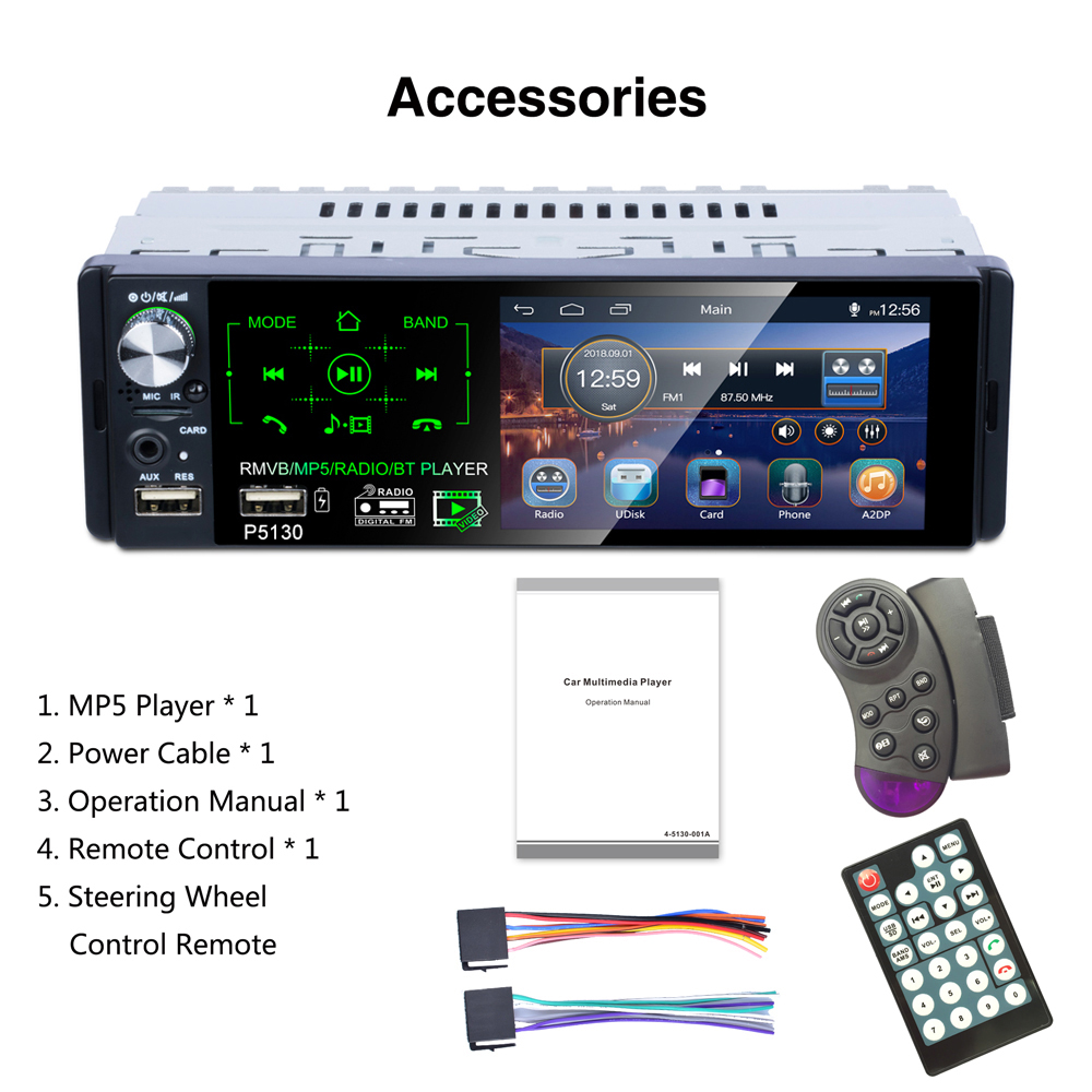 4.1 inch MP5 player touch HD capacitive screen Car single set MP5 Radio Stereo Music RDS USB/SD With Microphone