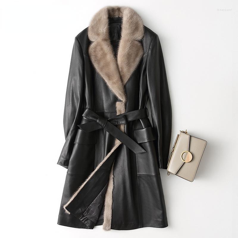 Women's Leather High Quality Sheepskin Coat Women Autumn Slim Black Jacket Winter Mink Collar Korean Belt Trench FCY
Women's Leather High Quality Sheepskin Coat Women Autumn Slim Black Jacket Winter Mink Collar Korean Belt Trench FCY