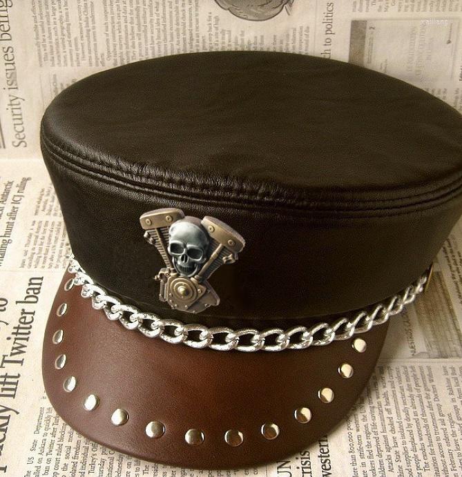 Berets Leather Genuine Hat Real Cowhide Military Hats Navy Flat Cap Metal Chain Rivet Badge Motorcycle For Men And Women, Silver
Berets Leather Genuine Hat Real Cowhide Military Hats Navy Flat Cap Metal Chain Rivet Badge Motorcycle For Men And Women, Silver