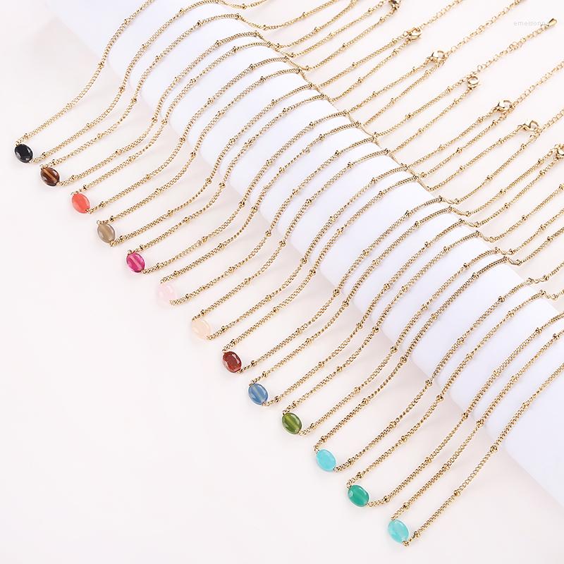 Chains HuPo.HuTu. Jewelry Women's Gift Hand Inlaid Color Oval Cutting Stone 18k Gold-plated Waterproof Stainless Steel Necklace
Chains HuPo.HuTu. Jewelry Women's Gift Hand Inlaid Color Oval Cutting Stone 18k Gold-plated Waterproof Stainless Steel Necklace