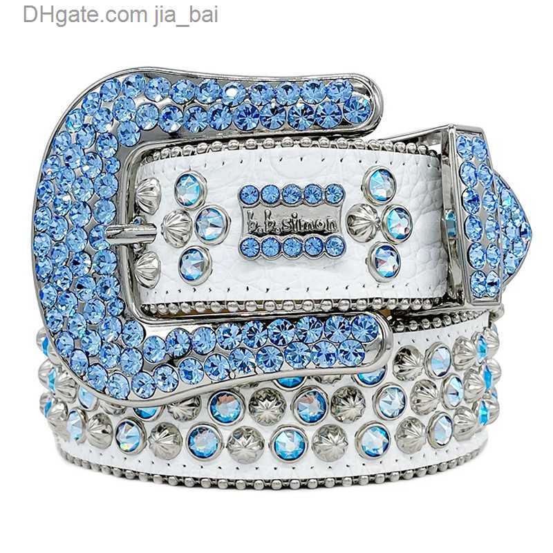 

Designer Bb Simon Belts for Men Women Shiny diamond belt Black on Black Blue white multicolour with bling rhinestones as gift jia bai