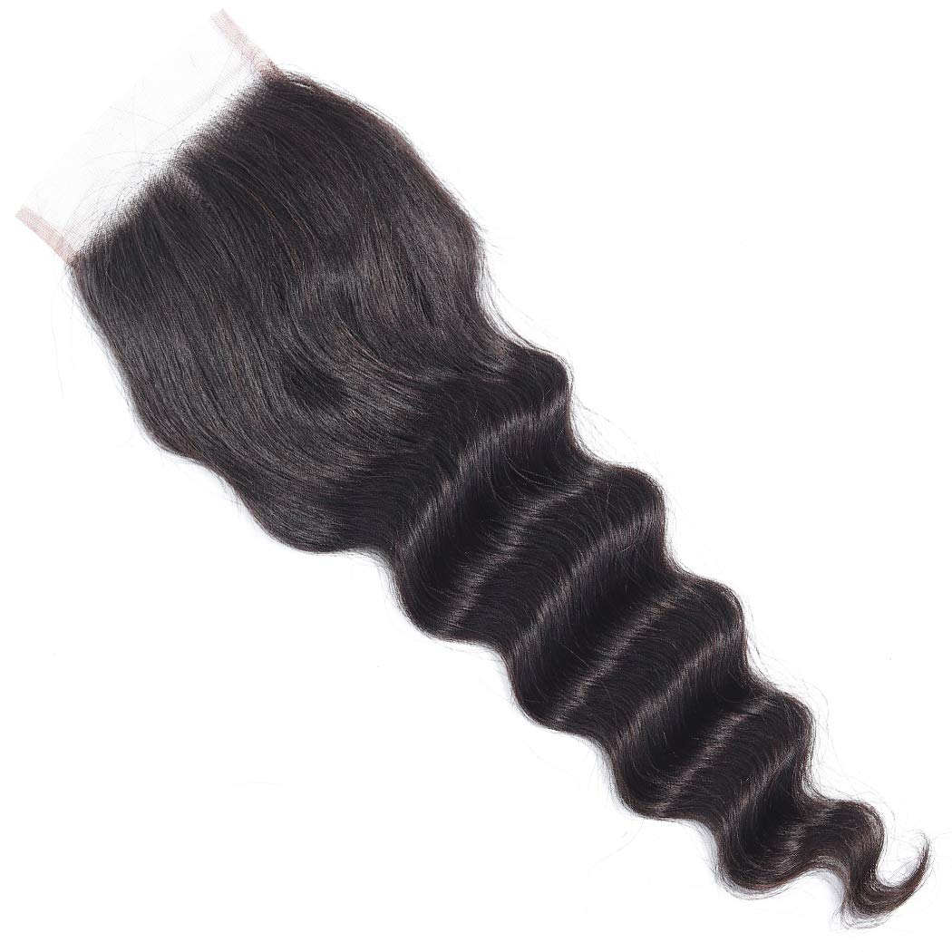 Free shipping Brazilian Loose Deep Wave 4x4 Tranparent Lace Closure 100% Human Pre Plucked With Baby Hair