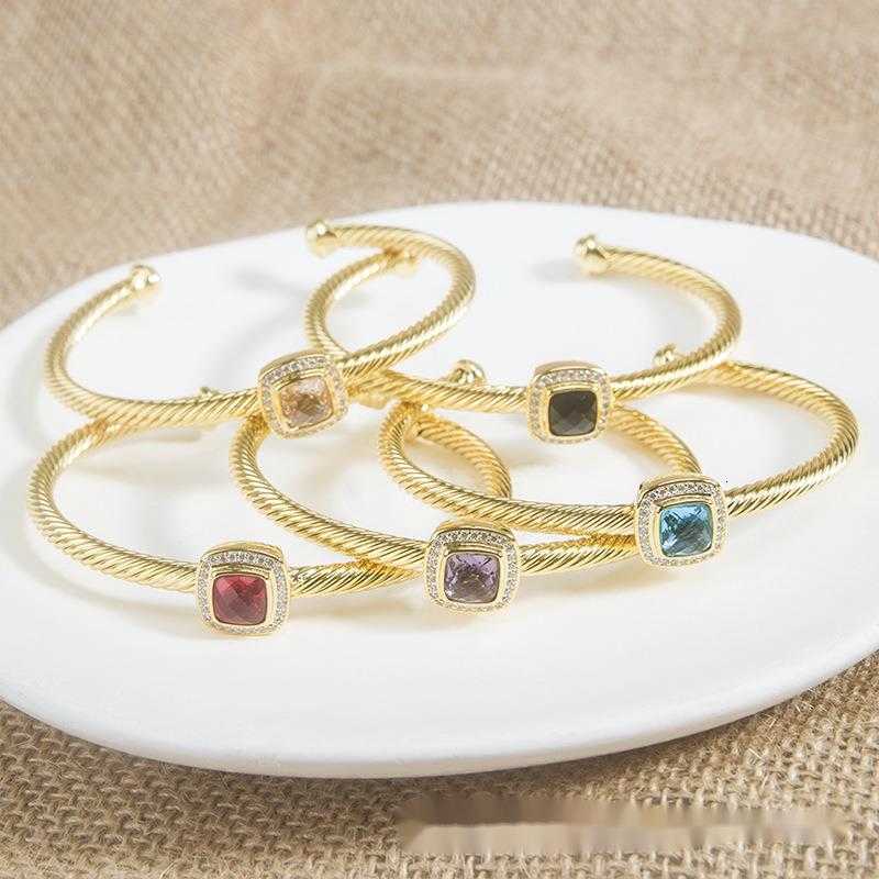 Creative Cuff Bracelet Gold Diamond Charm Love Bracelets For Woman Luxury Designer Jewelry 4mm Cable Open Twisted Wire
