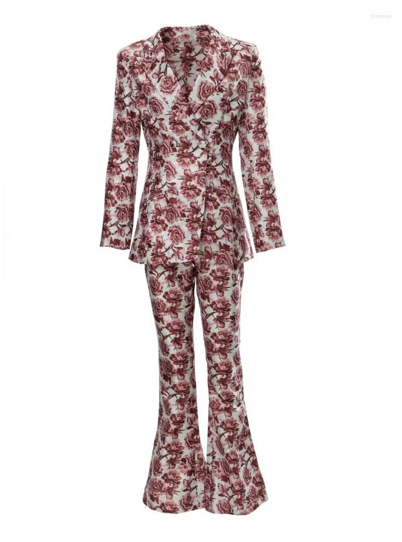 Women' Two Piece Pants Top Quality Blazer Sets 2023 Spring Autumn Pant Set Women Notched Collar Rose Flower Patterns Coats Flare Suits, Picture shown
Women' Two Piece Pants Top Quality Blazer Sets 2023 Spring Autumn Pant Set Women Notched Collar Rose Flower Patterns Coats Flare Suits, Picture shown