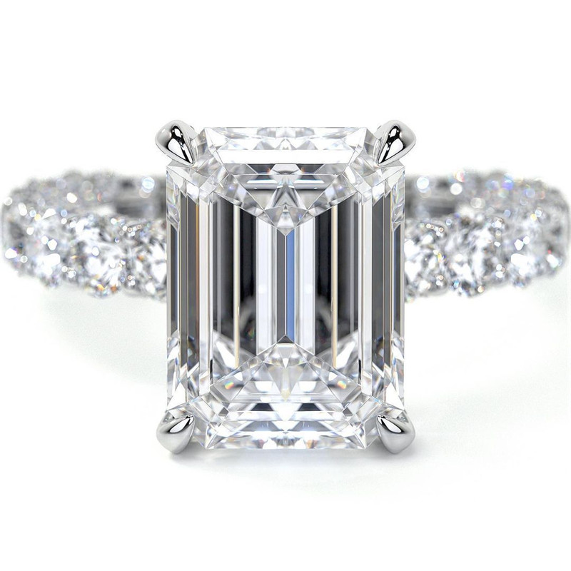 Luxury Jewelry Wedding Rings Sparkling 925 Sterling Silver Emerlad Cut White Topaz Diamonique CZ Diamond Gemstones Party Women Engagement Band Ring Fo