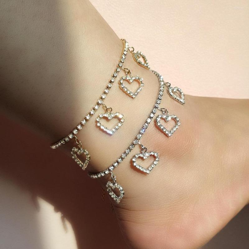 Anklets Simple Hollow Crystal Heart Charms Anklet Bracelet On The Leg For Women Shining Love Tennis Chain Barefoot Jewelry
Anklets Simple Hollow Crystal Heart Charms Anklet Bracelet On The Leg For Women Shining Love Tennis Chain Barefoot Jewelry