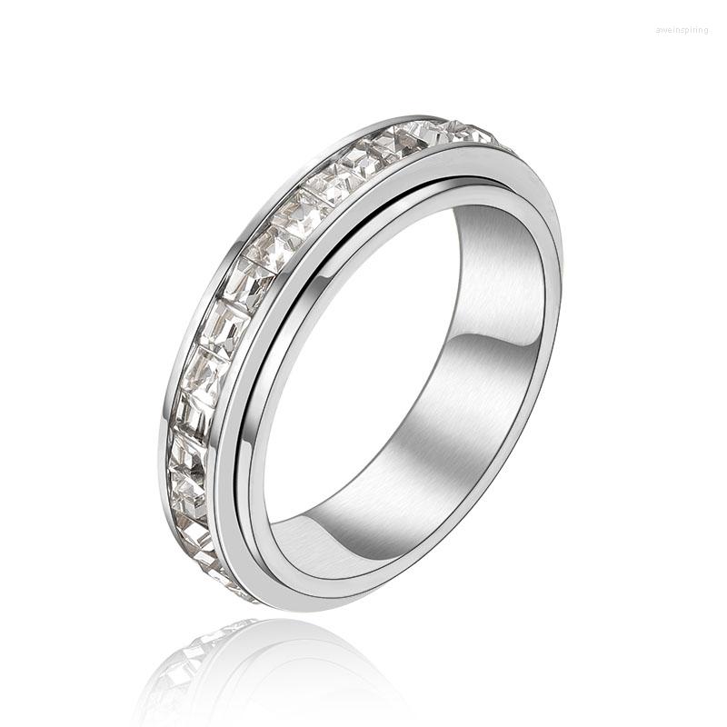 Wedding Rings Valily Fidget Spinner Ring For Women/Teens Titanium Steel Setting With Princess Cut CZ Stress Relieving Jewelry Gift
Wedding Rings Valily Fidget Spinner Ring For Women/Teens Titanium Steel Setting With Princess Cut CZ Stress Relieving Jewelry Gift