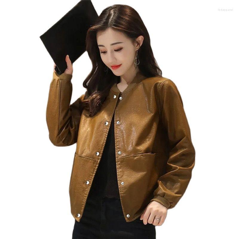 Women' Leather Ladies Fashion Coat 2022 Pring Autumn Loose Round Neck Short Temperament Women' Jacket Casual Female Outerwear, Brown
Women' Leather Ladies Fashion Coat 2022 Pring Autumn Loose Round Neck Short Temperament Women' Jacket Casual Female Outerwear, Brown