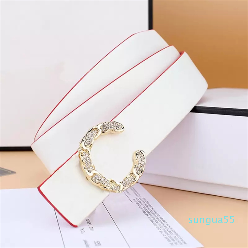 Belts Designer For Women Pu Leather Fashion Little Gems Letter Big Buckle Mens, No box