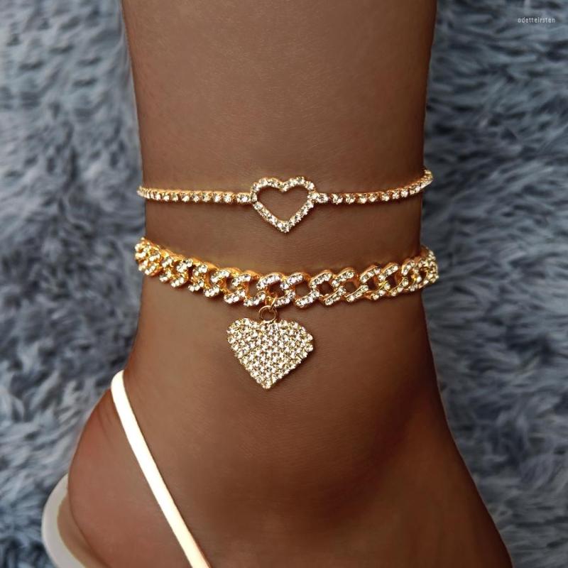 Anklets Flatfoosie 2Pcs Fashion Bling Crystal Heart Cuban Link Set For Women Iced Out Chain Ankle Bracelet Hip Hop Jewelry
Anklets Flatfoosie 2Pcs Fashion Bling Crystal Heart Cuban Link Set For Women Iced Out Chain Ankle Bracelet Hip Hop Jewelry