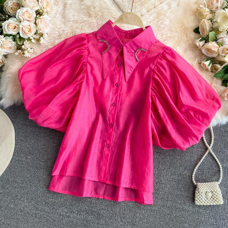 Women' Blouses Summer Shirt Short-sleeve Button Up Blouse Women' Tops Streetwear Solid Color Turn Down Collar White Shirts Blusas, Blue
Women' Blouses Summer Shirt Short-sleeve Button Up Blouse Women' Tops Streetwear Solid Color Turn Down Collar White Shirts Blusas, Blue