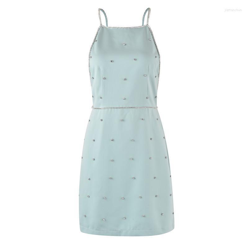 Casual Dresses Sweet Leeveless Backless Diamond Camisole Dress Female Summer Blue Fashion Party Elegant Women Luxury Clothing Korean, Sky blue
Casual Dresses Sweet Leeveless Backless Diamond Camisole Dress Female Summer Blue Fashion Party Elegant Women Luxury Clothing Korean, Sky blue