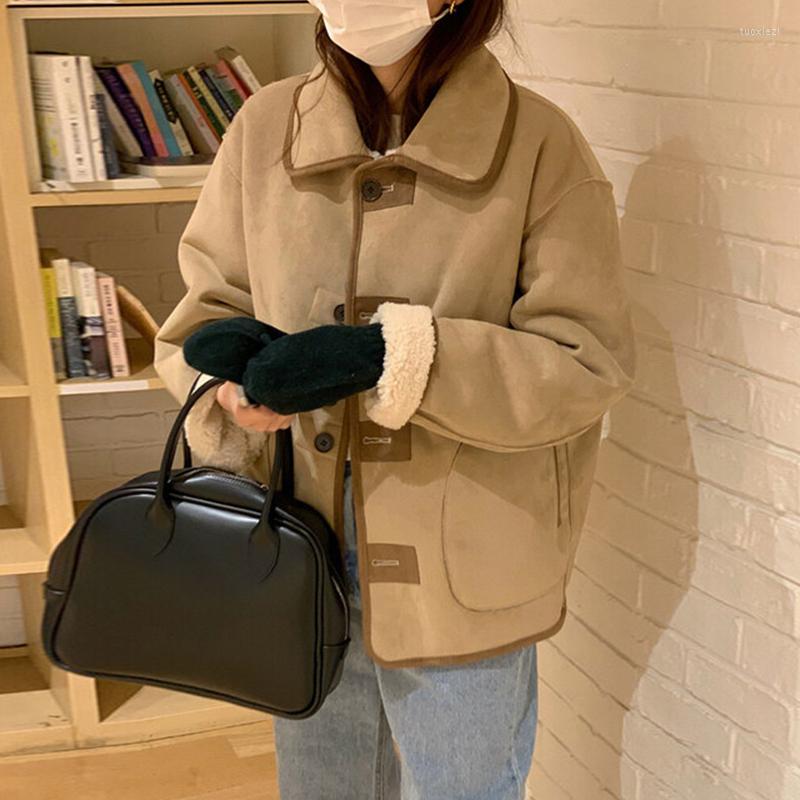 Women's Fur Fluffy Thicken Coat Female Korean Fashion Loose Lamb Woman Turn Down Collar Long Sleeve Coats Women Single-breasted Top, Camel
Women's Fur Fluffy Thicken Coat Female Korean Fashion Loose Lamb Woman Turn Down Collar Long Sleeve Coats Women Single-breasted Top, Camel