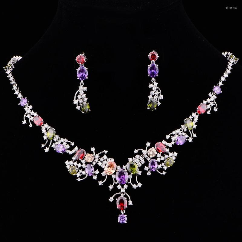 Necklace Earrings Set Arrival Colorful Cubic Zirconia Bride Wedding Sets For Women Bijoux Mariage CZL-6124, Picture shown
Necklace Earrings Set Arrival Colorful Cubic Zirconia Bride Wedding Sets For Women Bijoux Mariage CZL-6124, Picture shown
