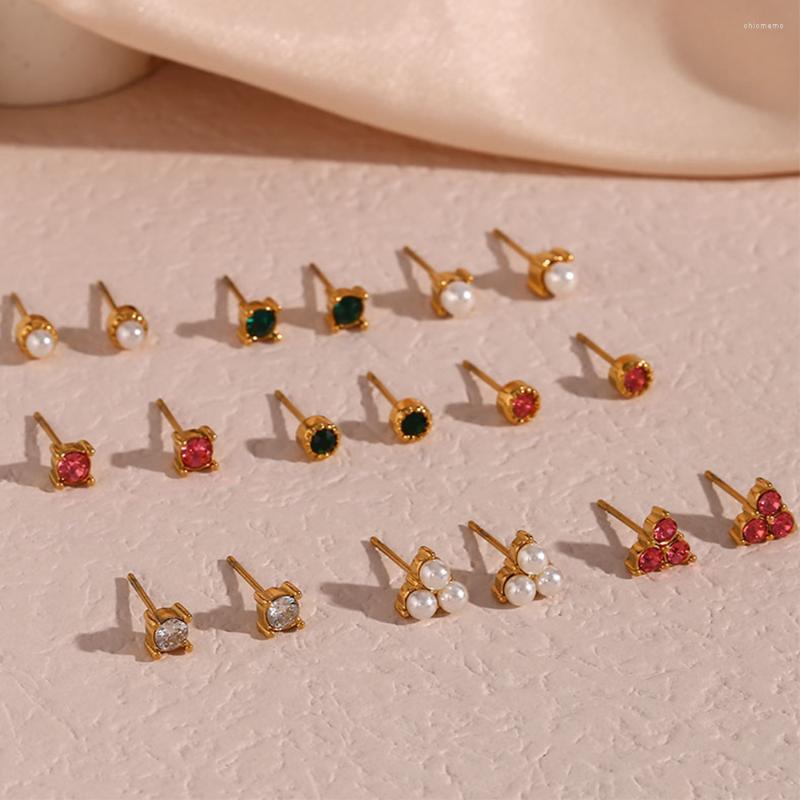 Stud Earrings 18K Gold Plated Lovely Colored Zircon Mini Elegant Pearl Waterproof Female Daily Jewelry
Stud Earrings 18K Gold Plated Lovely Colored Zircon Mini Elegant Pearl Waterproof Female Daily Jewelry