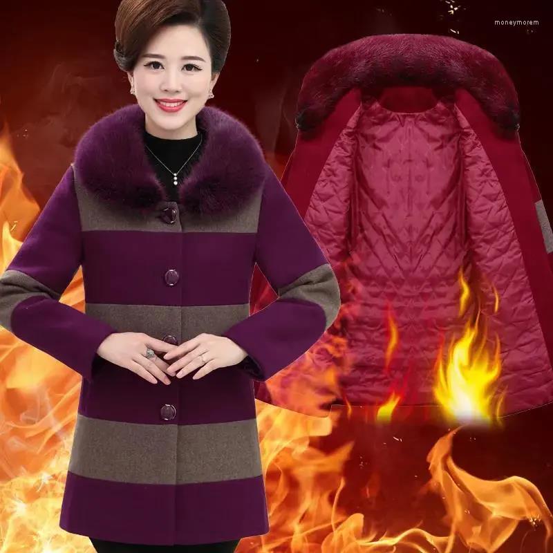 Women's Wool 2022 Women Thick Woolen Fur Collar Coats Coat Outerwear Autumn Winter Mid-Length Elegant Overcoat Tops Female, Purple add cotton
Women's Wool 2022 Women Thick Woolen Fur Collar Coats Coat Outerwear Autumn Winter Mid-Length Elegant Overcoat Tops Female, Purple add cotton