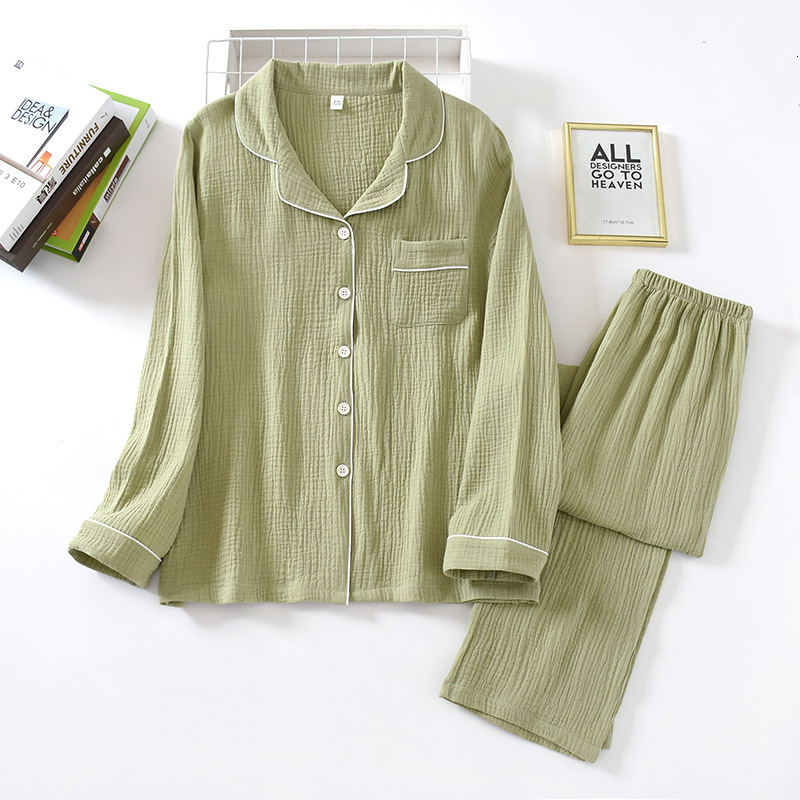 Womens Sleepwear spring and autumn pure cotton crepe cloth couple soft breathable men longsleeve simple home service women two piece set 221206, Female pink purple
Womens Sleepwear spring and autumn pure cotton crepe cloth couple soft breathable men longsleeve simple home service women two piece set 221206, Female pink purple
