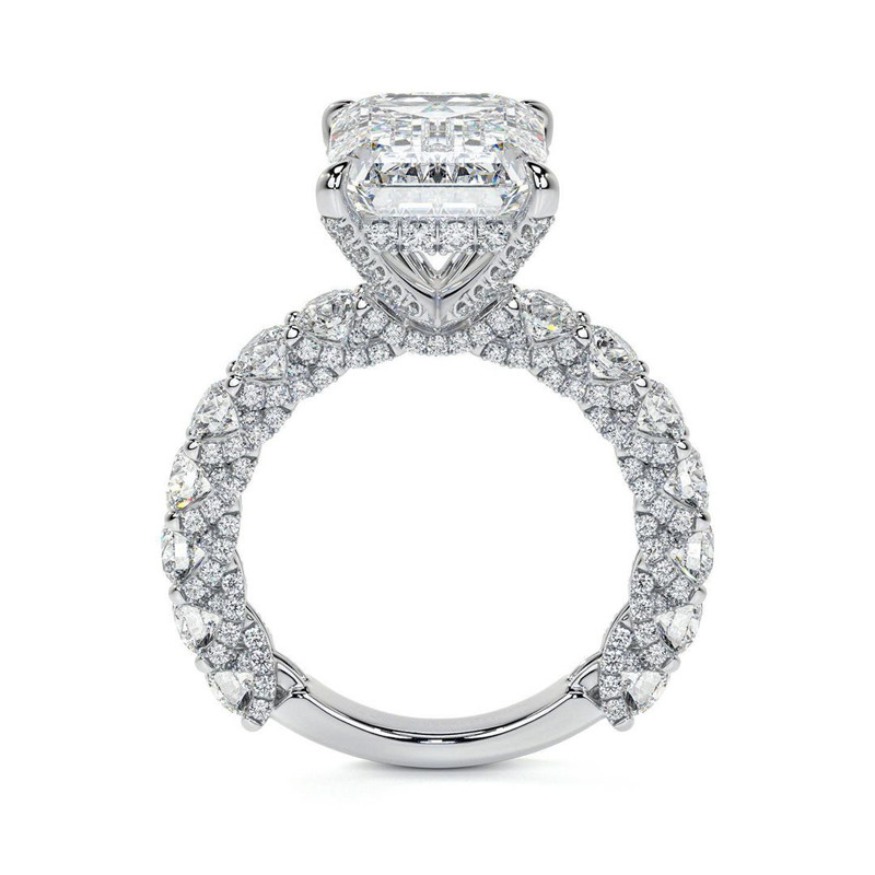 Luxury Jewelry Wedding Rings Sparkling 925 Sterling Silver Emerlad Cut White Topaz Diamonique CZ Diamond Gemstones Party Women Engagement Band Ring Fo